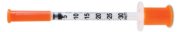 0.3 ml U-100 insulin syringe