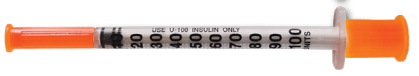 1.0 ml U-100 insulin syringe